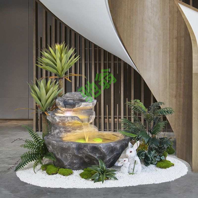 yut景观植物室内流水喷泉鱼池景观摆件自循环网红现代客厅新款造