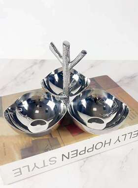 欧式不锈钢茶点盘创意水果盘家用茶几零食糖果点心干果碗小吃碟