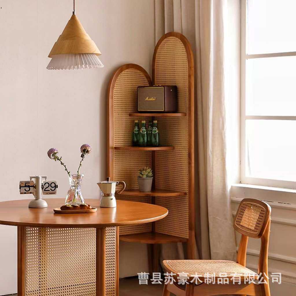 现货复古风家具三角置物架角落置物架实木藤编落地展示转角墙书柜,3C数码配件,摄像机配件,淘宝优惠券,粉丝福利购,淘宝优惠卷