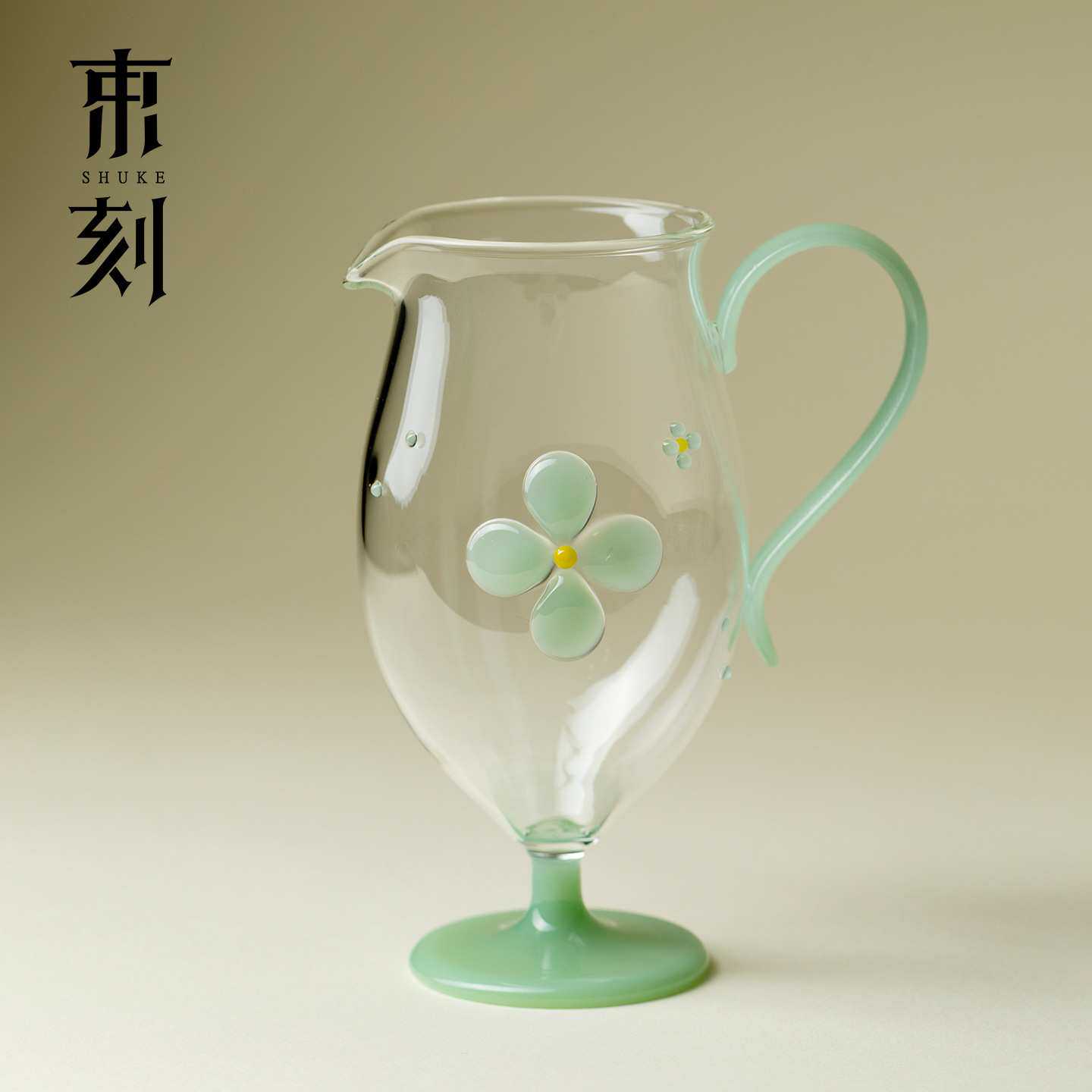 束刻 花屿高足玻璃公道杯精致铃兰手持茶海高颜值分茶器泡茶匀杯