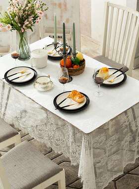 家用白色蕾丝桌布时尚欧式简约长方形茶几餐桌台布厂家现货销售