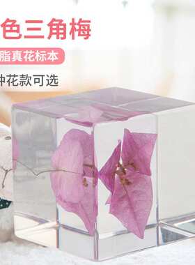 新款紫色三角梅树脂水晶球 创意节日礼品工艺品树脂小摆件可刻字