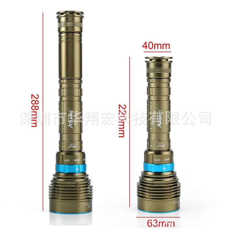 跨境热销LED潜水手电筒 DX7L2专业潜水手电 7T6户外防水手电26650