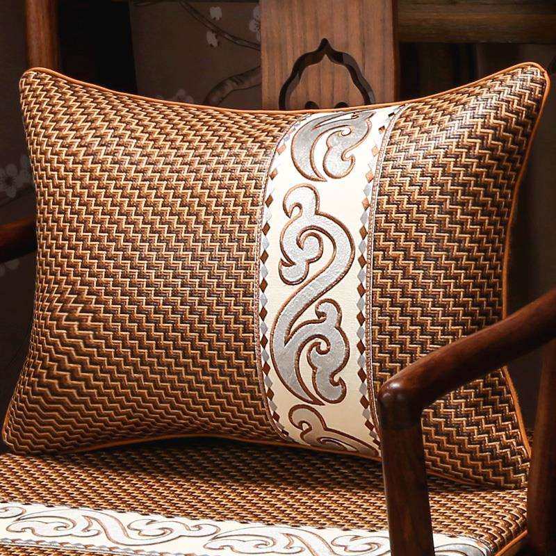 A6L夏季款中式腰枕靠垫沙发客厅藤席靠枕腰枕长方形靠背垫套含芯,电子元器件市场,其它元器件,淘宝优惠券,粉丝福利购,淘宝优惠卷