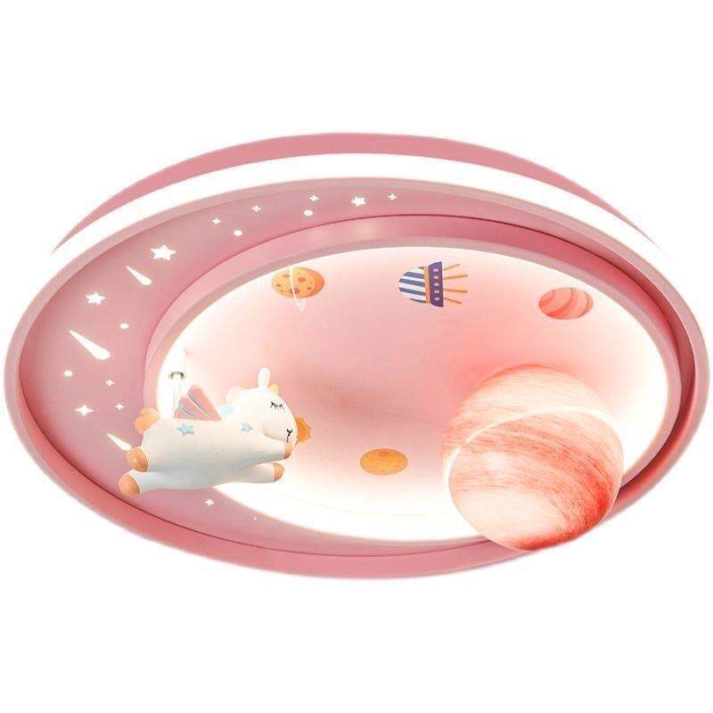 儿童房灯女童房间灯卡通粉色独角兽星球灯女孩卧室书房吸顶灯具