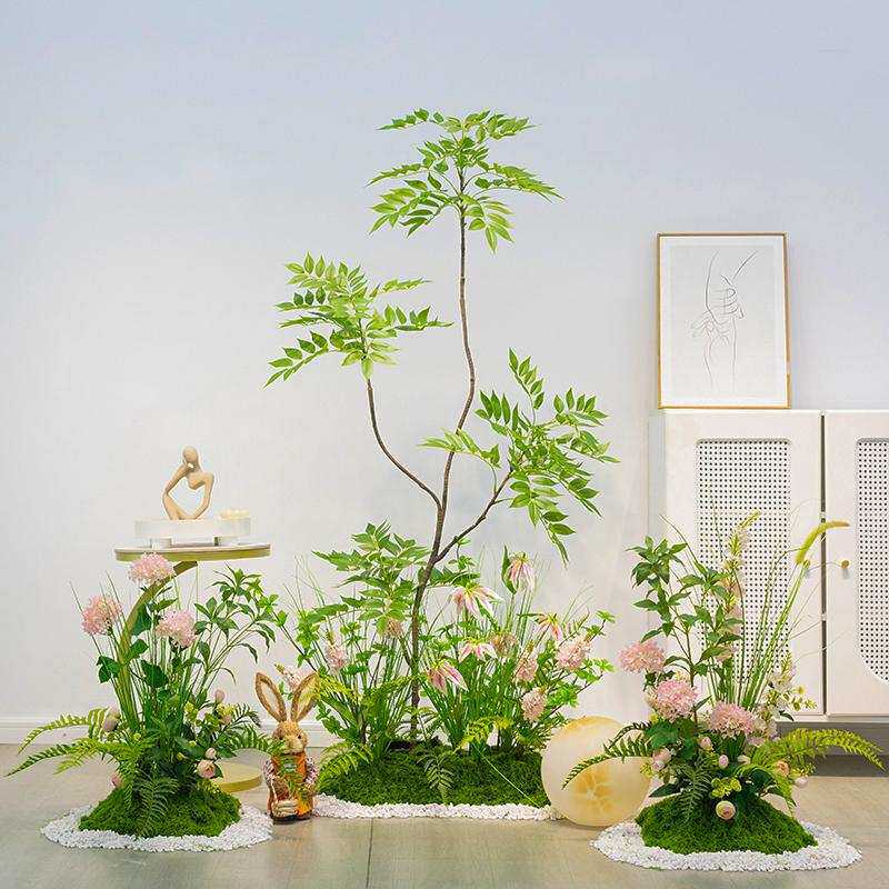 仿真花绿植造景室内景观组合酒店橱窗布置高级仿生假植物装饰摆件