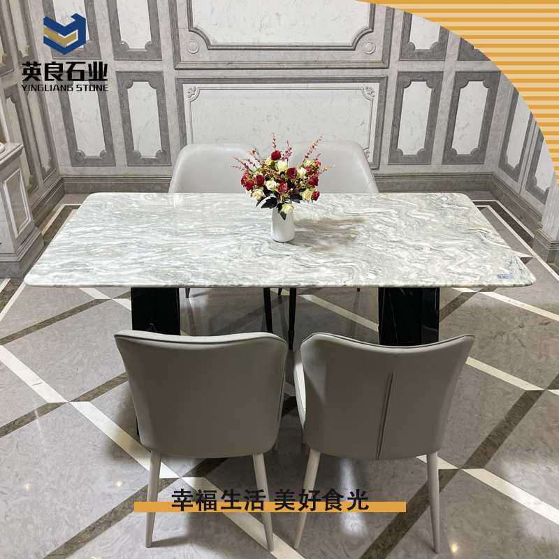 轻奢大理石餐桌组合现代简约吃饭桌子家用汉都人长方桌小户家具