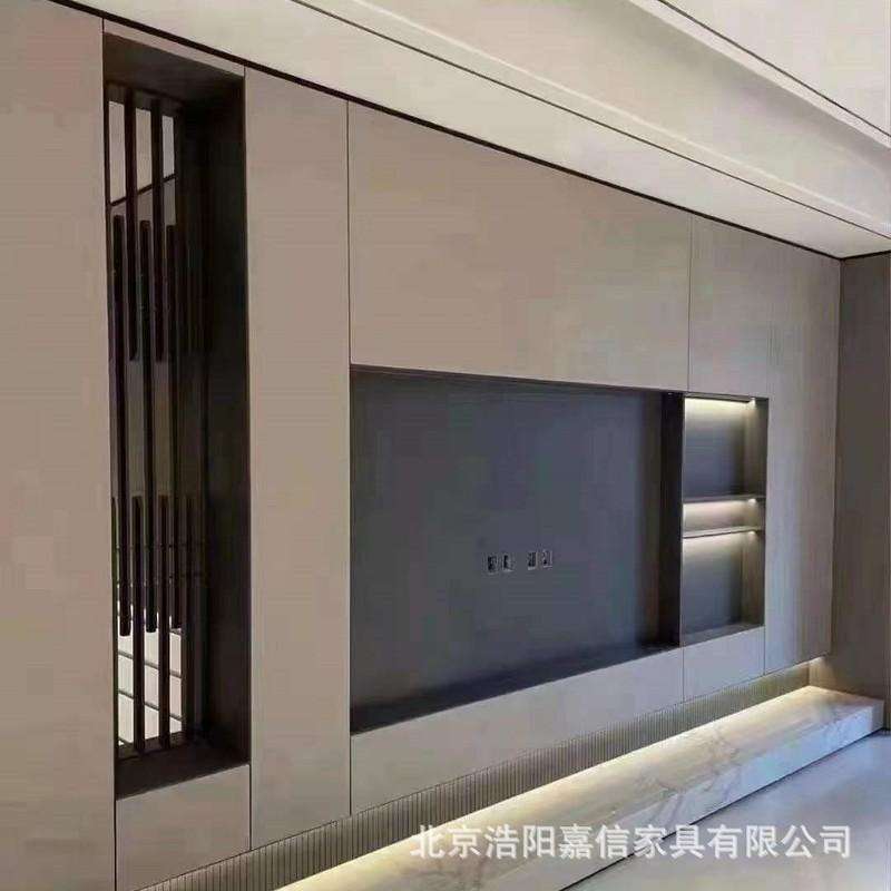 厂家全屋定 制爱格板W1000搭配木纹H1181极简风格电视墙柜北京