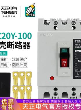 TENGEN天正电气DZ20Y-100/3300100A塑壳断路器3P空气开关80A63A