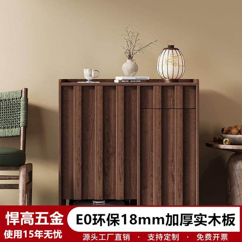 中古风实木扫地机器人基站柜遮挡柜置物柜收纳柜上方置物架带轮子