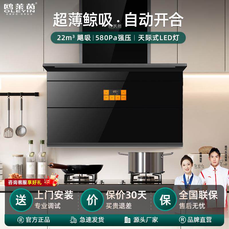大吸力油烟机家用厨房侧吸式7字型抽油烟机超薄电动开合吸油烟机