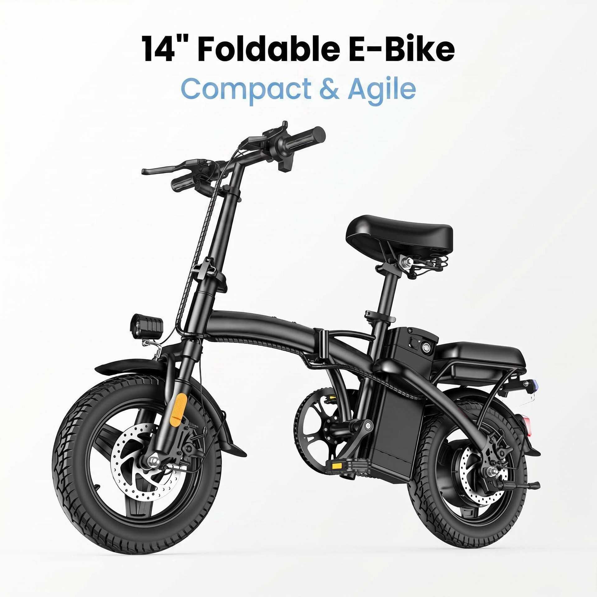 跨境严选electric bike14寸便携折叠电动自行车48V10AH锂电池外贸