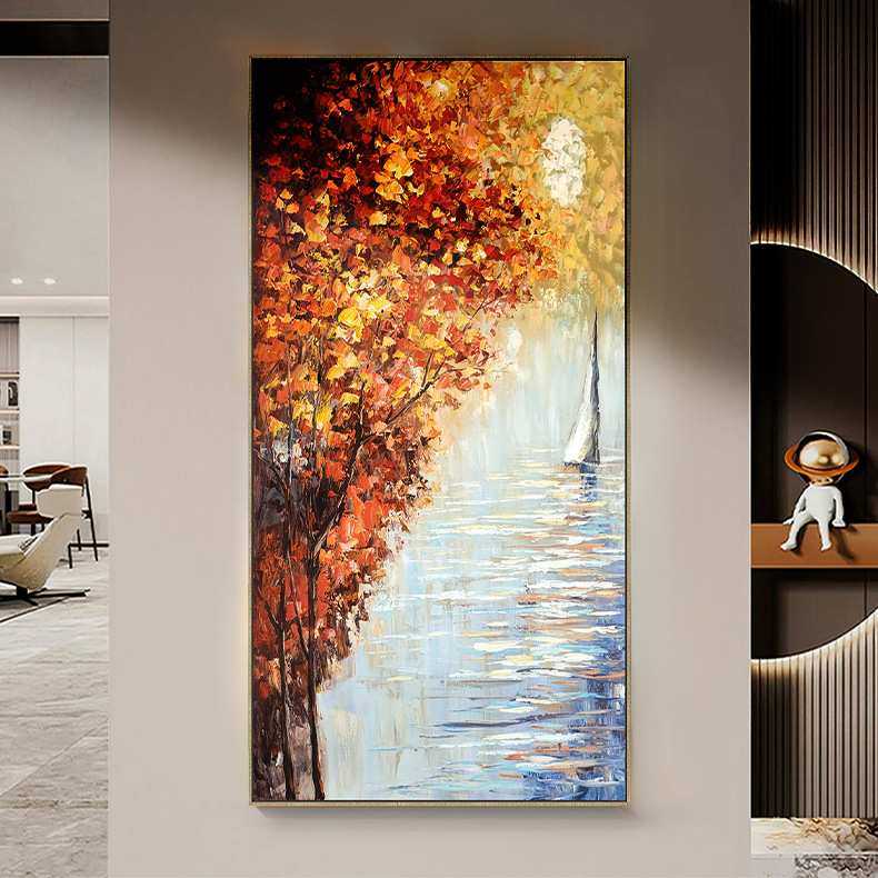 源头纯手绘轻奢北欧风景油画落地画挂画墙画客厅彩绘装饰画玄关,3C数码配件,摄像机配件,淘宝优惠券,粉丝福利购,淘宝优惠卷