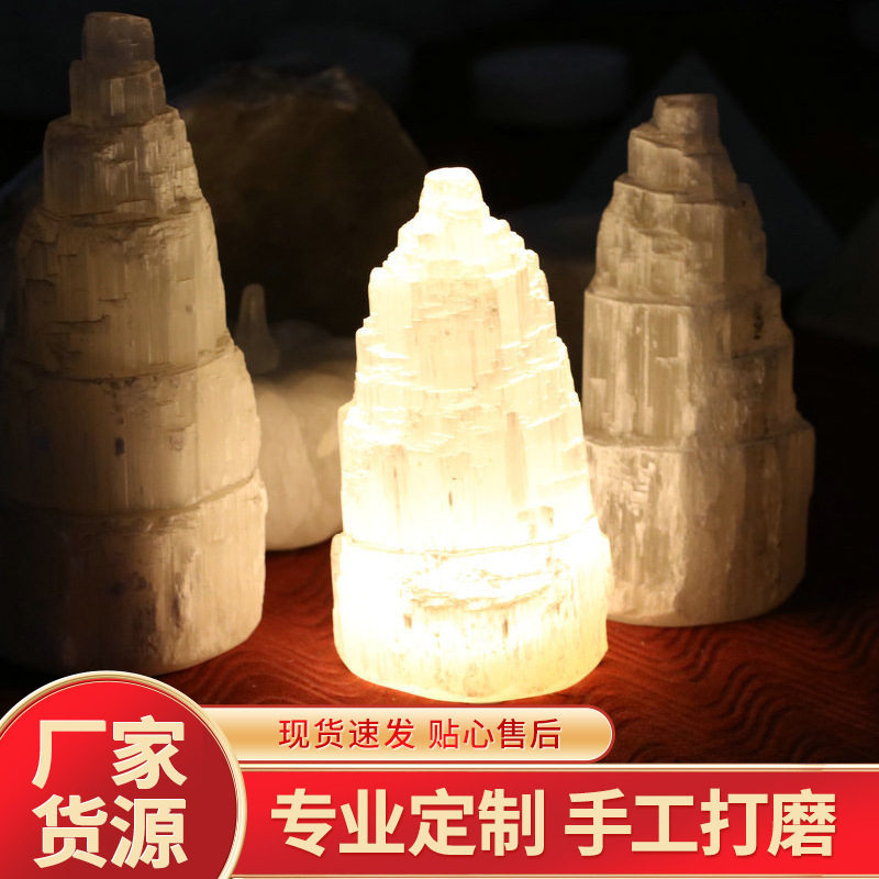 厂家批发天然石膏灯柱工艺礼品雕像家居装饰配件手工石材