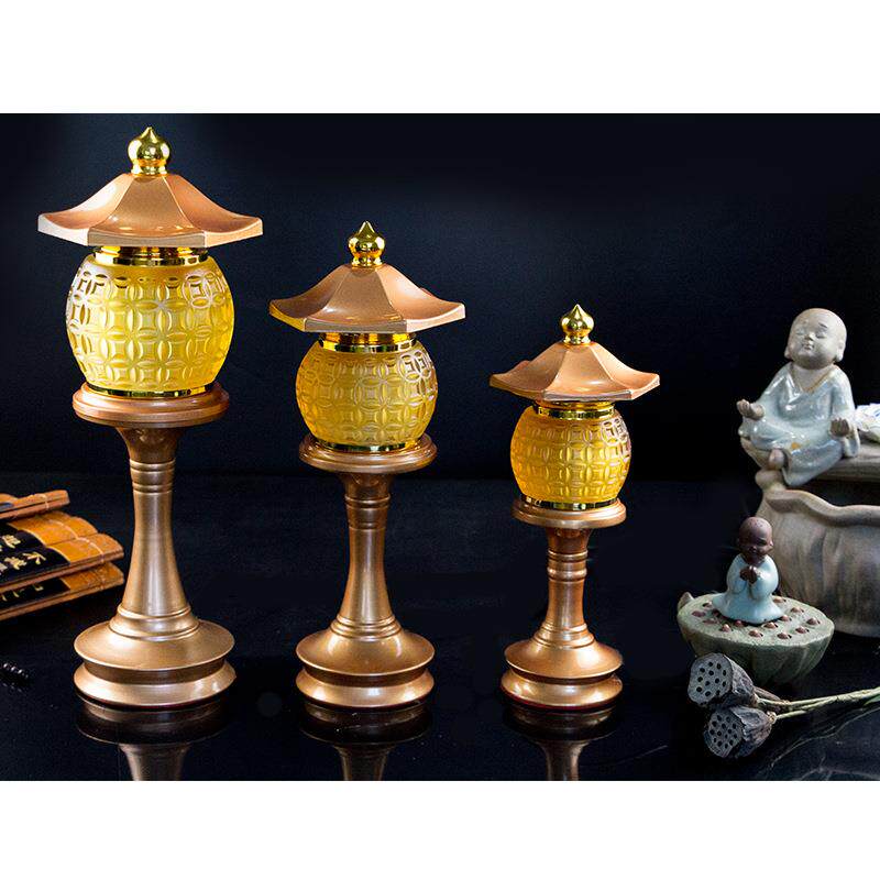 聚玉堂LED琉璃供灯 中式古典财神供灯插电长明灯 合金神社灯佛灯
