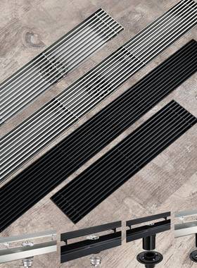 HIDEEP不锈钢长地漏钢条格栅网面黑色地漏浴室阳台地漏 HIDL163