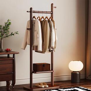 轻奢高级感实木落地式挂衣架卧室结实耐用衣帽架多功能衣服置物架