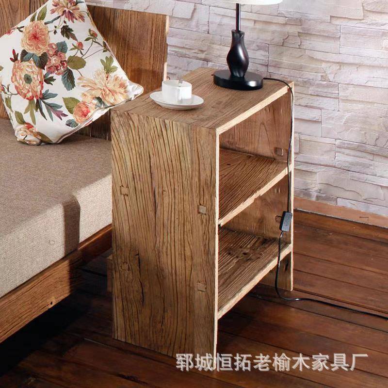 老榆木门板北欧沙发边几实木电话角几简约时尚床头柜休闲小鞋架