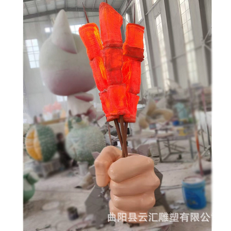 玻璃钢网红仿真烧烤店立体门头手拿羊肉串烤串雕塑大排档装饰摆件