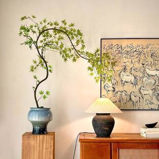 流泉枫仿真绿植高级古风新中式假茶室装饰禅意玄关小型盆景摆件单