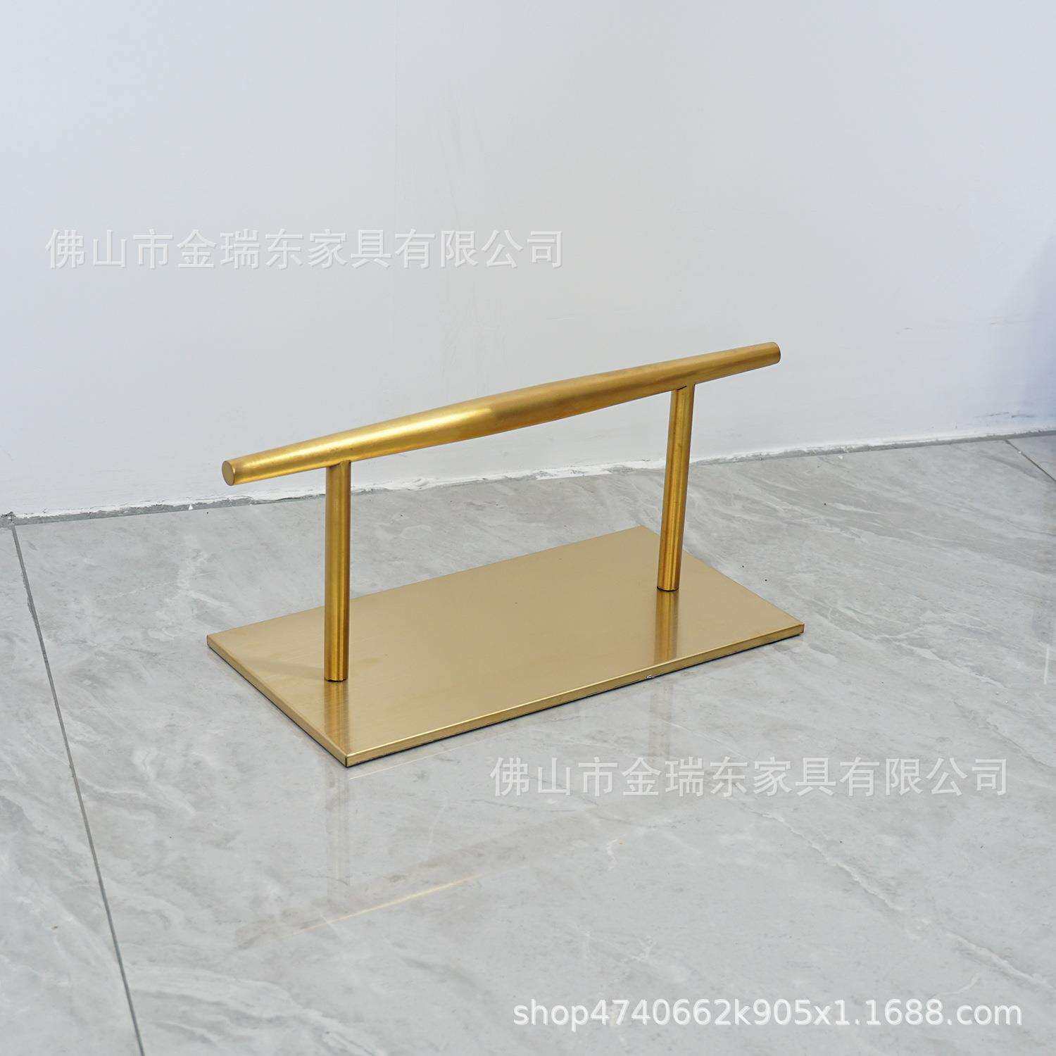 直杆美发椅脚踏理发椅子落地可移动脚垫踩脚理发椅子金色不锈钢脚