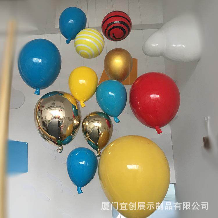 卡通玻璃钢热气球雕塑游乐园商场婚庆气球彩绘棒棒糖果手工美陈
