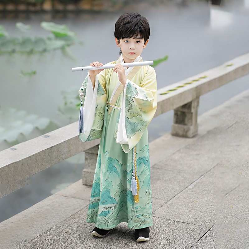 汉服男童2026春秋新款儿童古装中国风书生小王爷国学演出套装