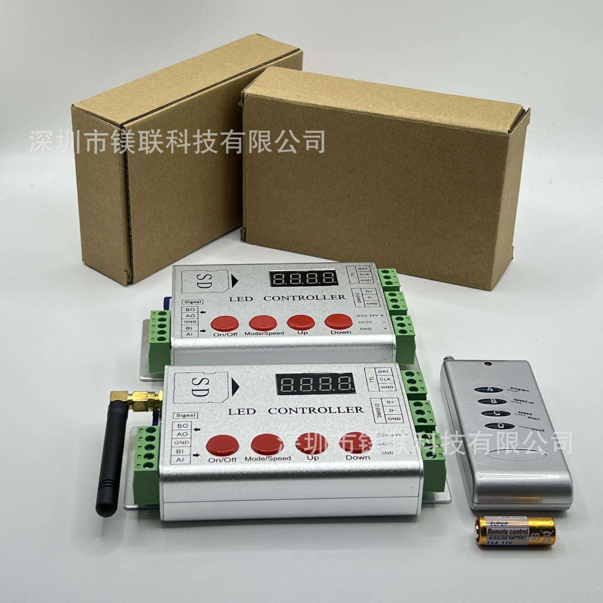 RJ-1000铝壳 单口幻彩SD卡-内置多种程序数显 同步控制无线遥控器