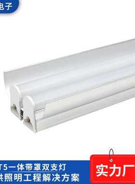ledT5双管支架灯1.2米18W一体带罩双支灯 商场教室高亮节能日光灯