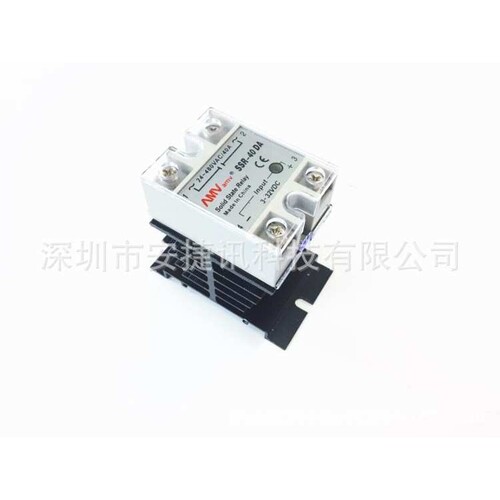 SSR-40 DA 40A DC 3-32V到AC 24-480V SSR固态继电器+固态散热片