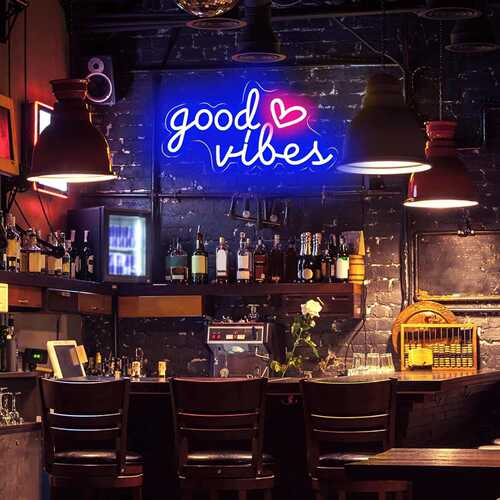 HOHOSIGN Good Vibes 霓虹灯标志粉红色霓虹灯