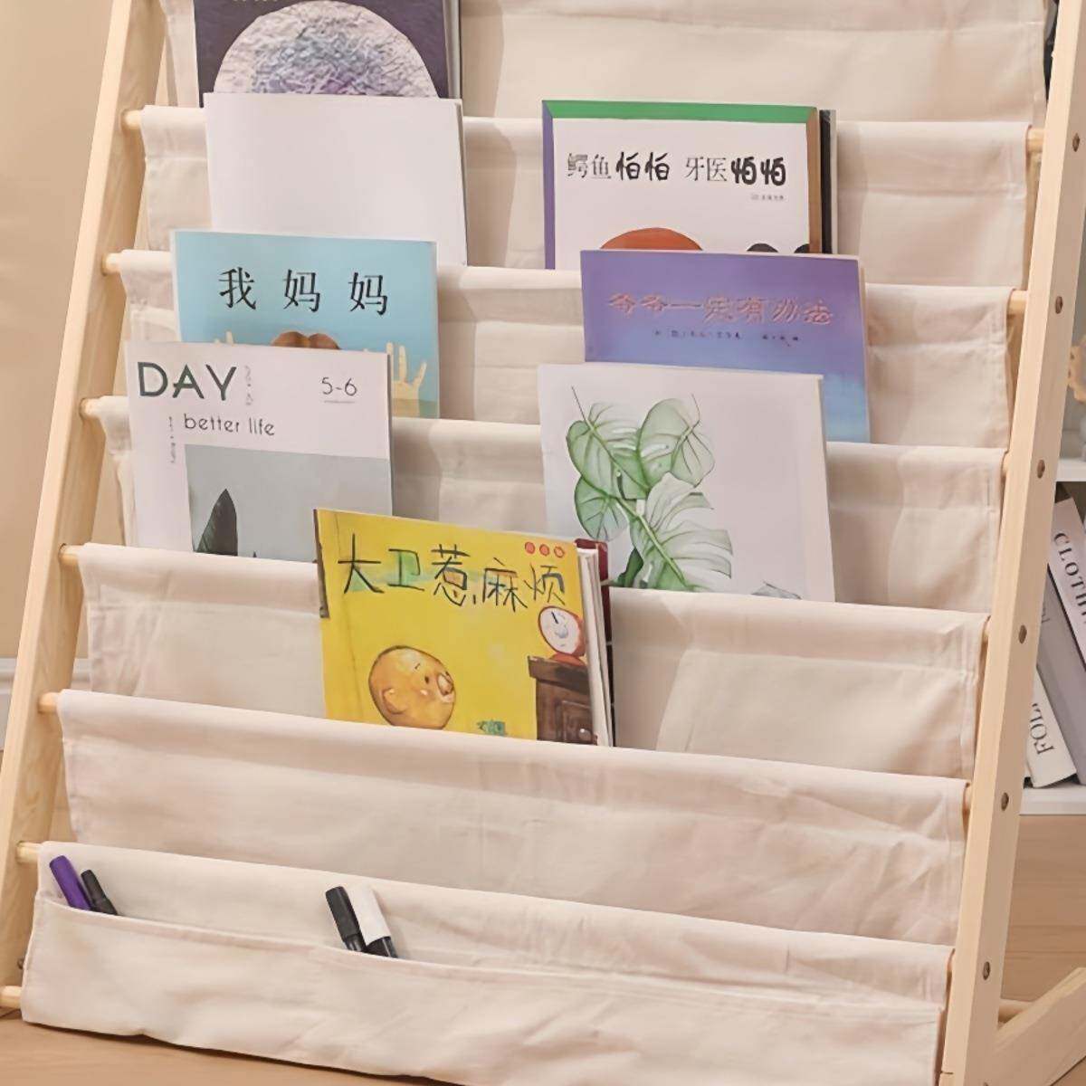 J^儿童书架子绘本架宝宝落地实木收纳架婴儿家用简易幼儿园阅读