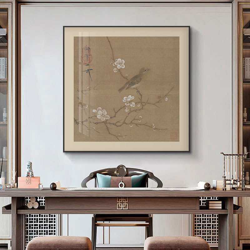 宋徽宗 赵佶 中古风茶室挂画书房装饰画花鸟客厅新中式禅意壁画,3C数码配件,摄像机配件,淘宝优惠券,粉丝福利购,淘宝优惠卷