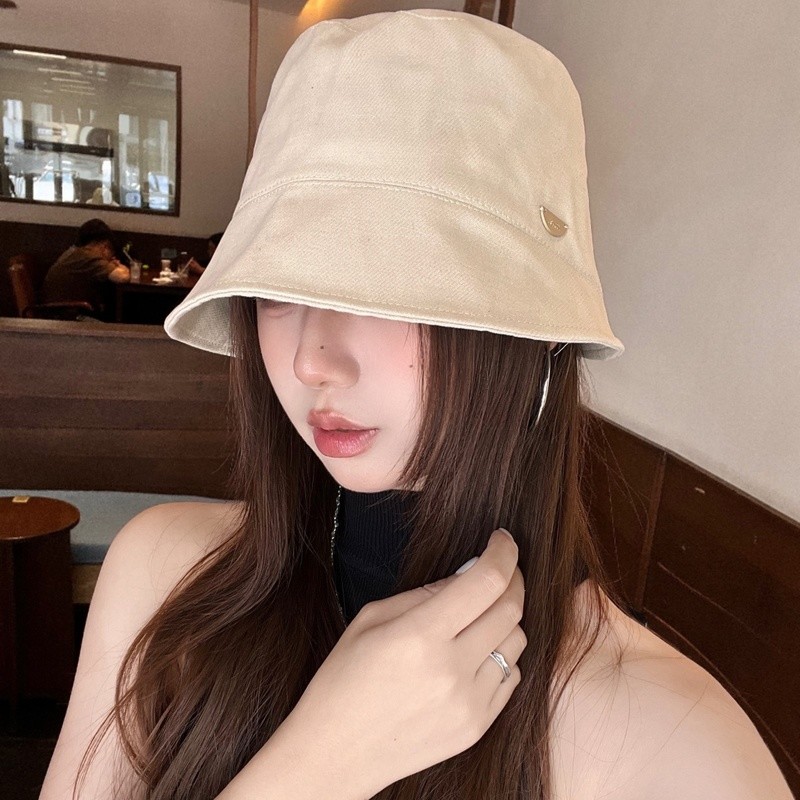 女生春秋棉质水桶帽光身纯色平顶盆帽气质型百搭素雅小檐渔夫帽男