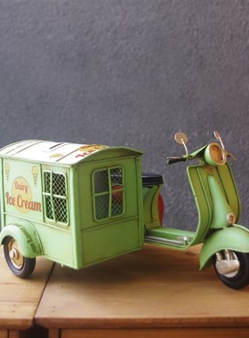 单车自行车雪糕手推车模型冰淇淋餐汽车甜品店咖啡店摆件女孩礼物