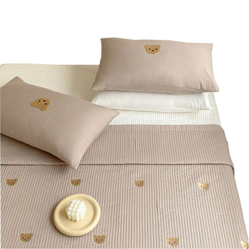 高档纯棉床盖三件套双面全棉夹棉加厚榻榻米单人四季通用床单