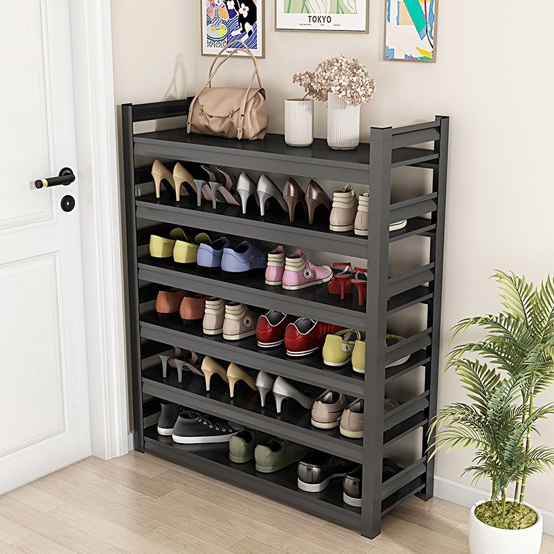 家用钢制鞋架门口落地多层置物架铁艺简易收纳架玄关入户门后鞋柜