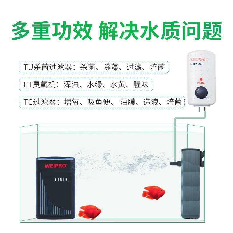 韦柏鱼缸过一器三合滤设置uv杀菌灯内备静音潜水泵水族箱循环净水