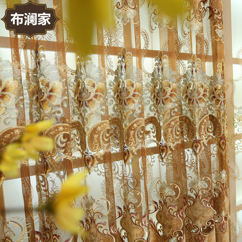 定制欧式客厅窗帘奢华缕空刺绣花窗帘纱加厚雪尼尔遮光布料成品