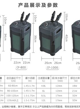 鱼缸过滤桶CF1200水族箱过滤器超静音外置滤筒新cf600cf800