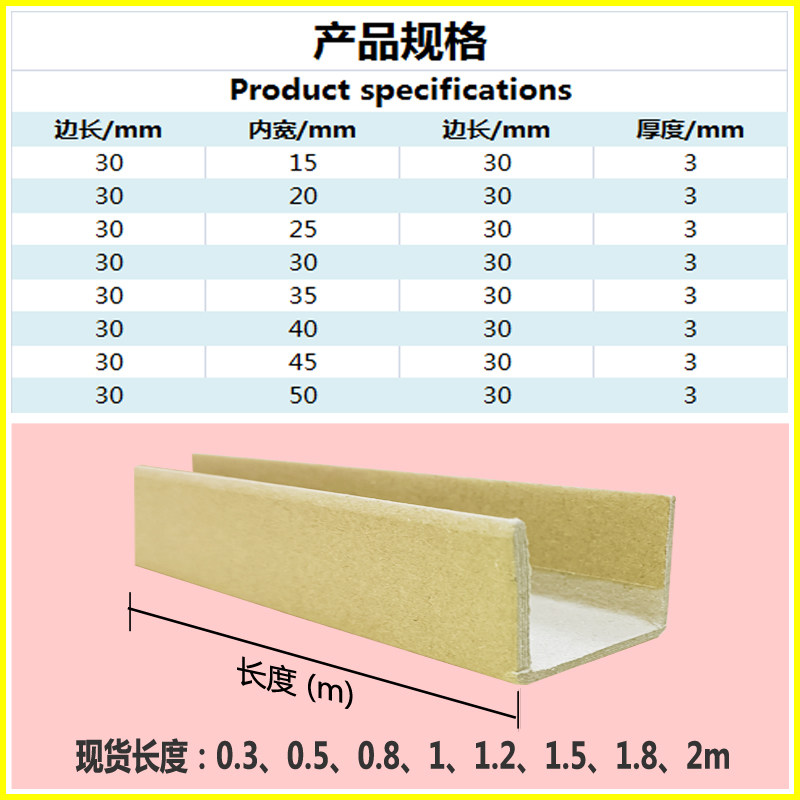 U护牛玻纸护角条家具防撞型角纸板快递打包边木板门窗皮璃保护角