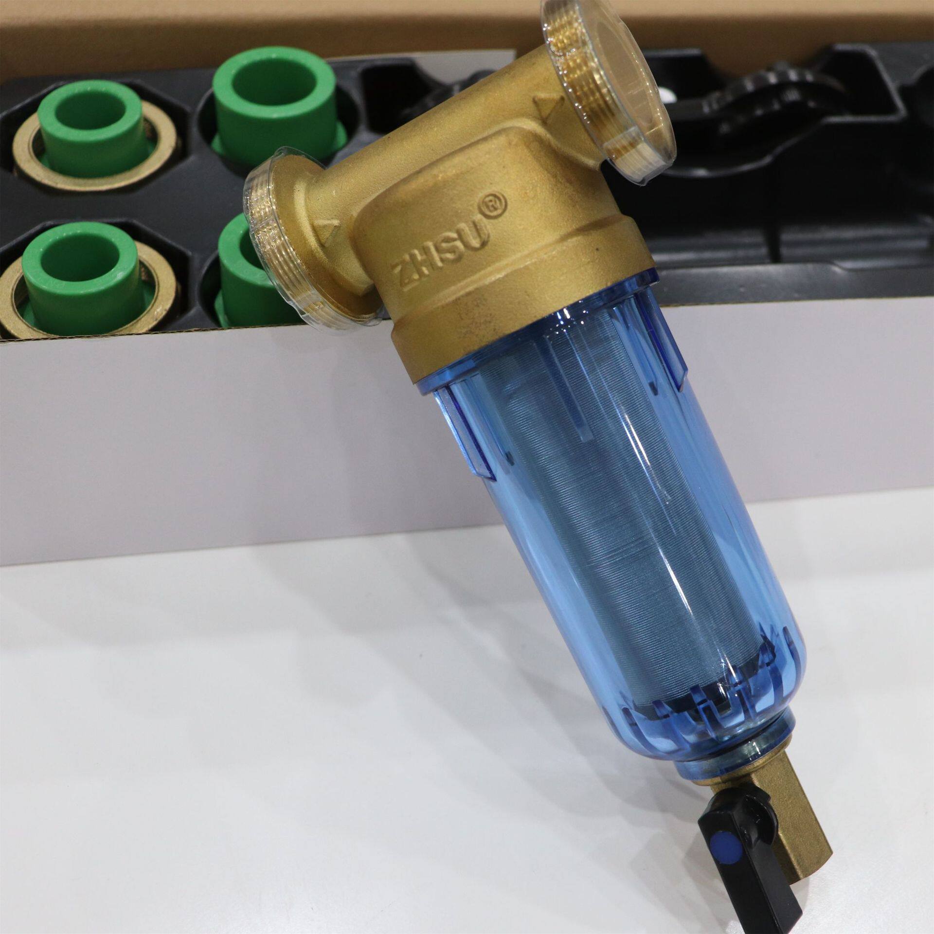 ppr前置过滤器厂家批发家用反冲洗纯铜滤水器6分水路保护器净水器