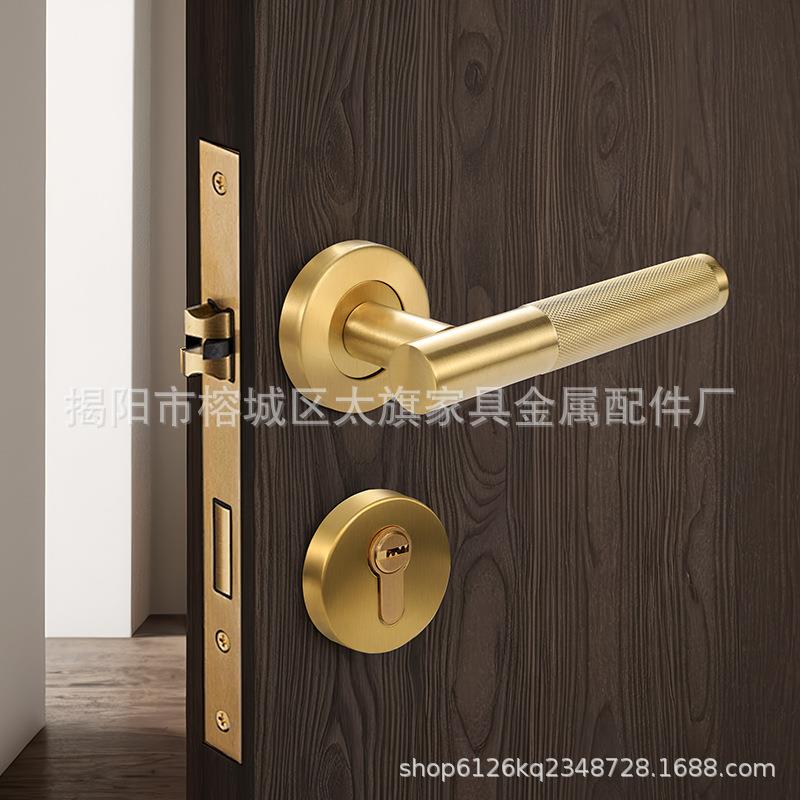 不锈钢锁锁沐门锁室内卧室通道辅助锁大门单舌锁不锈钢防火锁金色