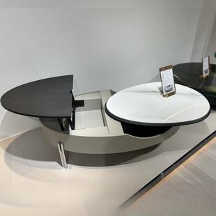 客厅微晶石多功能茶几椭圆形茶几台面旋转茶几多功能设计感茶几