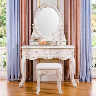 欧式梳妆台卧室小户型化妆桌田园现代简约法式化妆台家具1米长