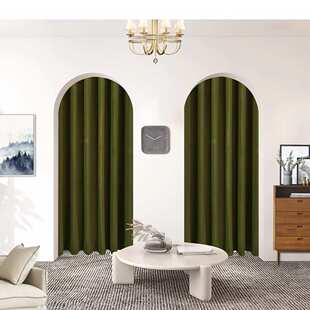 橄榄绿窗帘绒布高级感试衣间帘商场服装店更衣室隔断帘挂钩定制