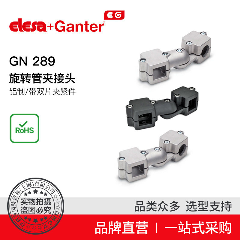 ElesaGanter伊莉莎冈特GN289旋转管夹接头铝制带双片夹紧件