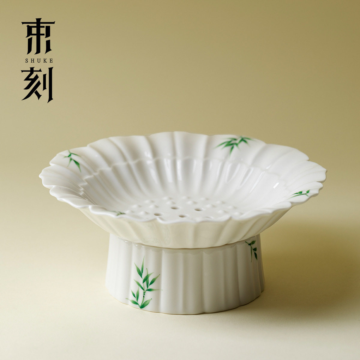 束刻手绘兰花蓄水壶承家用陶瓷创意花瓣干泡盘茶壶托盘茶道配件