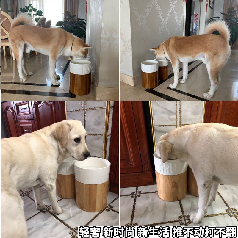 狗盆狗碗猫碗狗饭盆狗架盆大型犬狗粮碗铁艺狗碗水食盆护颈防打翻