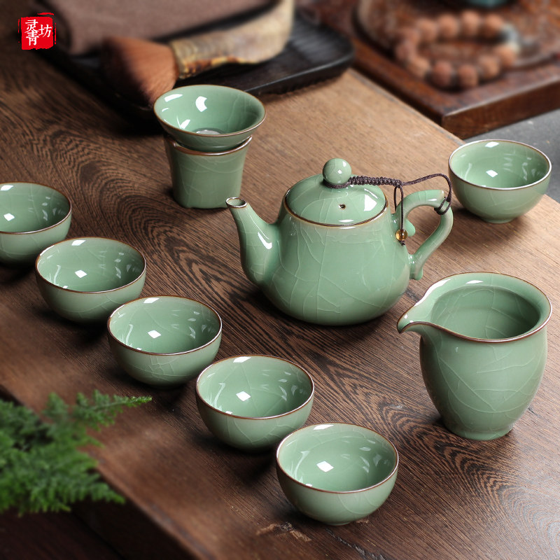 灵青坊大号茶壶茶具陶瓷冰裂大容量功夫茶具茶壶茶杯套装